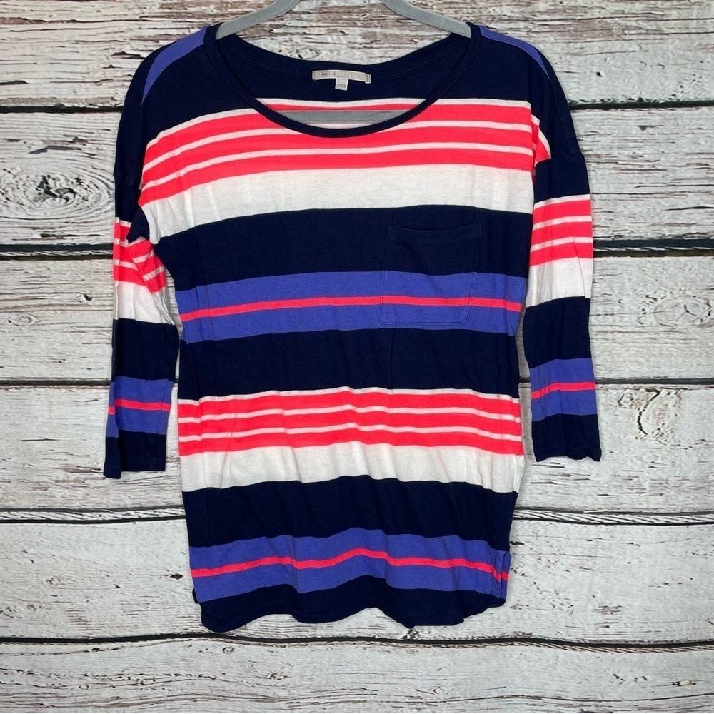 GAP XS Striped Shirt 3/4 Sleeves Lightweight‎ Pullover Bright Colorful Shirt Top